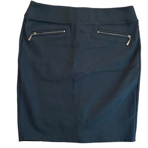 Liverpool Jeans Company Navy Stretchy Pencil Skirt with Zipper‎ Accents